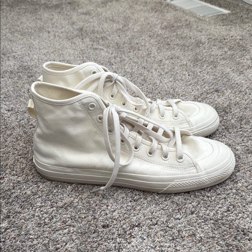 adidas Nizza Men's High-Top Canvas Sneakers in Off-White